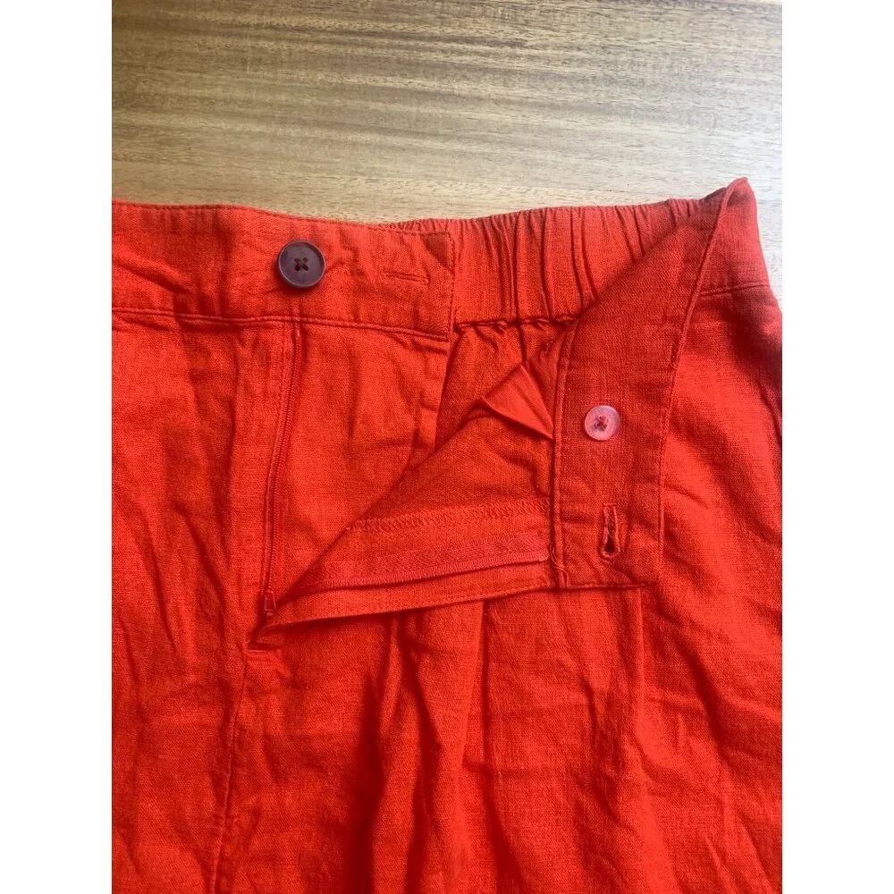 A New Day Womens Casual Red Linen Blend A-Line Midi Skirt With Pockets Medium - Picture 7 of 10